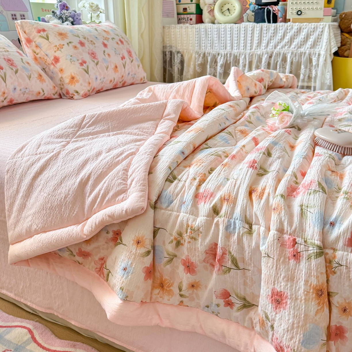 91家纺网 家纺一手货源 找家纺 卡斯诺家纺馆 2026新款皱皱棉双层纱夏被四件套下载文件包含买家秀 温柔蜜语