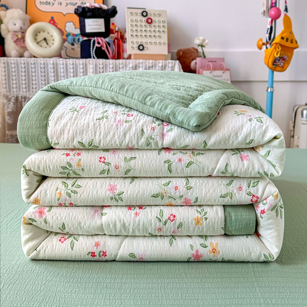 91家纺网 家纺一手货源 找家纺 卡斯诺家纺馆 2026新款皱皱棉双层纱夏被四件套下载文件包含买家秀 沁园春