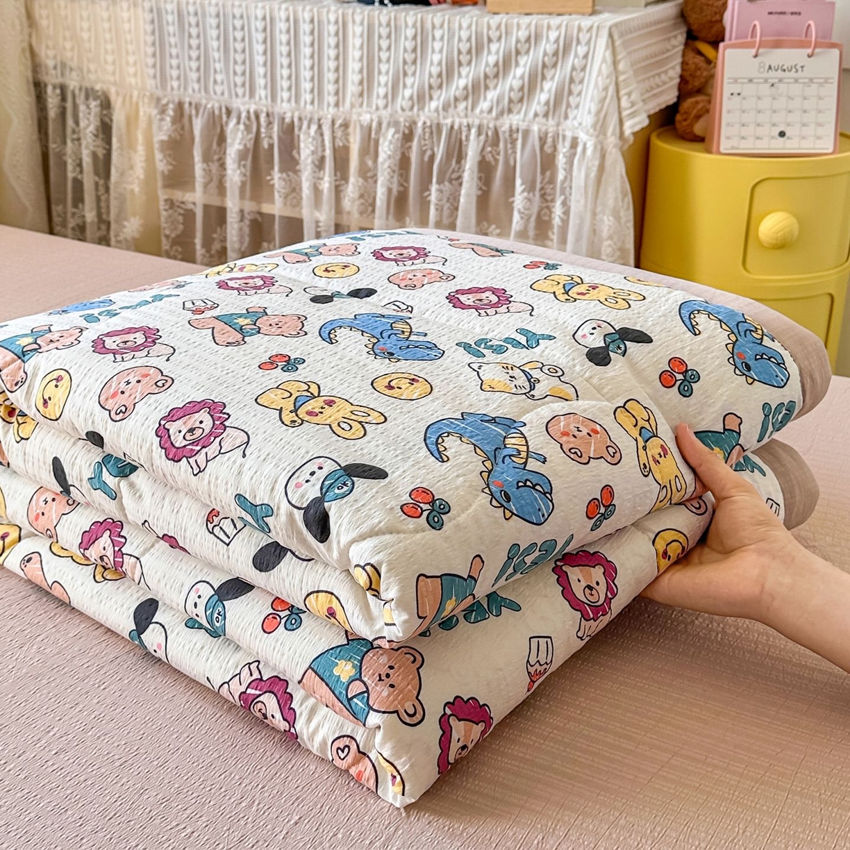 91家纺网 家纺一手货源 找家纺 卡斯诺家纺馆 2026新款皱皱棉双层纱夏被四件套下载文件包含买家秀 动物之家