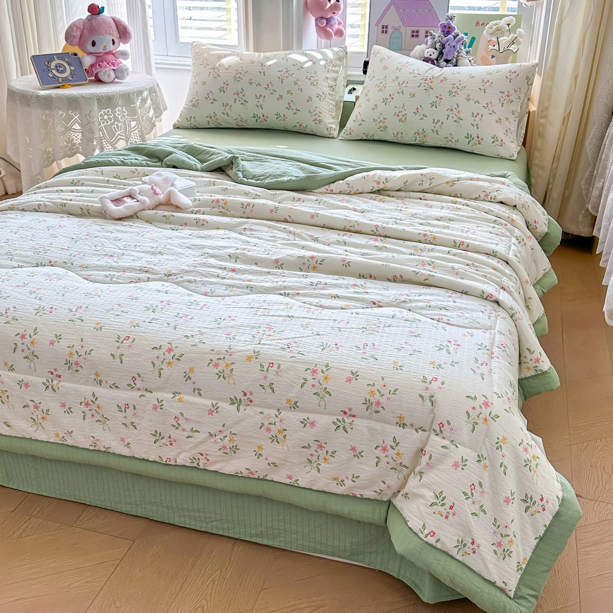 91家纺网 家纺一手货源 找家纺 卡斯诺家纺馆 2026新款皱皱棉双层纱夏被四件套下载文件包含买家秀 沁园春