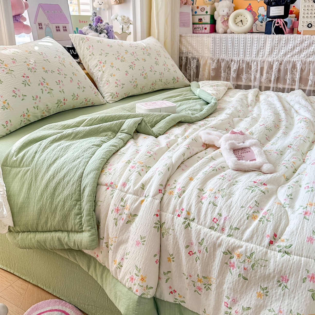 91家纺网 家纺一手货源 找家纺 卡斯诺家纺馆 2026新款皱皱棉双层纱夏被四件套下载文件包含买家秀 沁园春