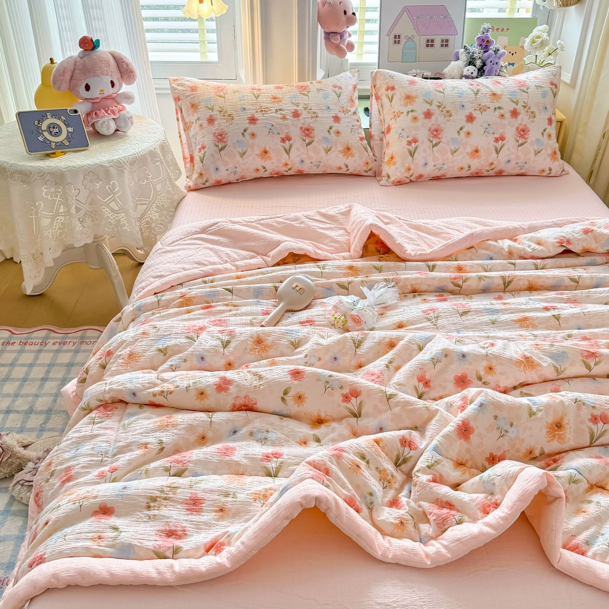 91家纺网 家纺一手货源 找家纺 卡斯诺家纺馆 2026新款皱皱棉双层纱夏被四件套下载文件包含买家秀 温柔蜜语