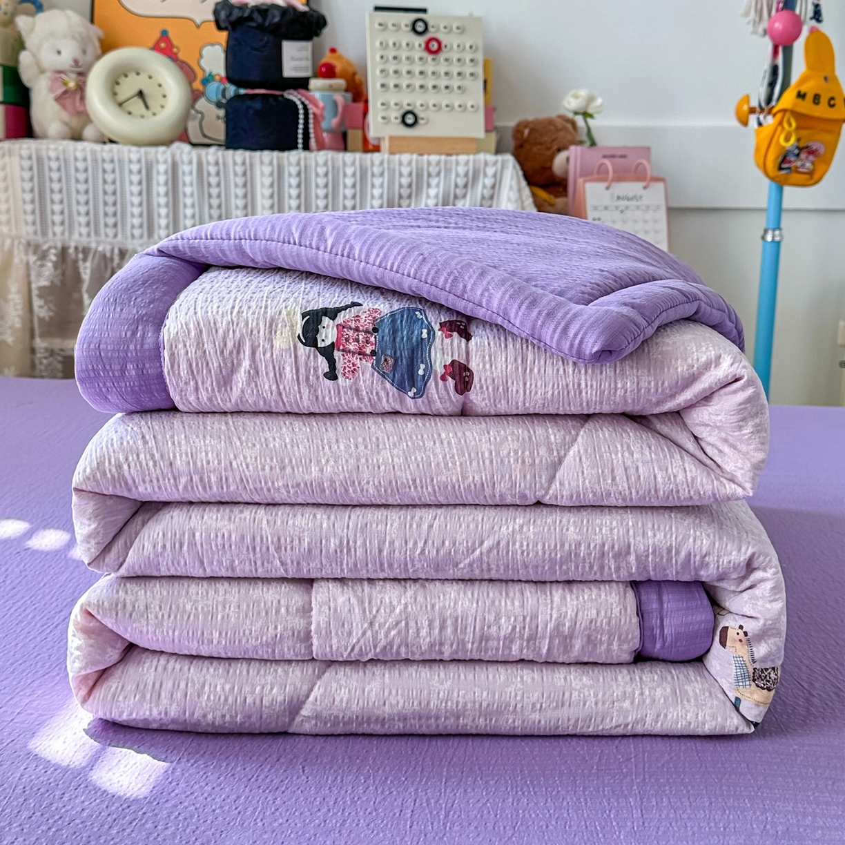 91家纺网 家纺一手货源 找家纺 卡斯诺家纺馆 2026新款皱皱棉双层纱夏被四件套下载文件包含买家秀 柔光邂逅