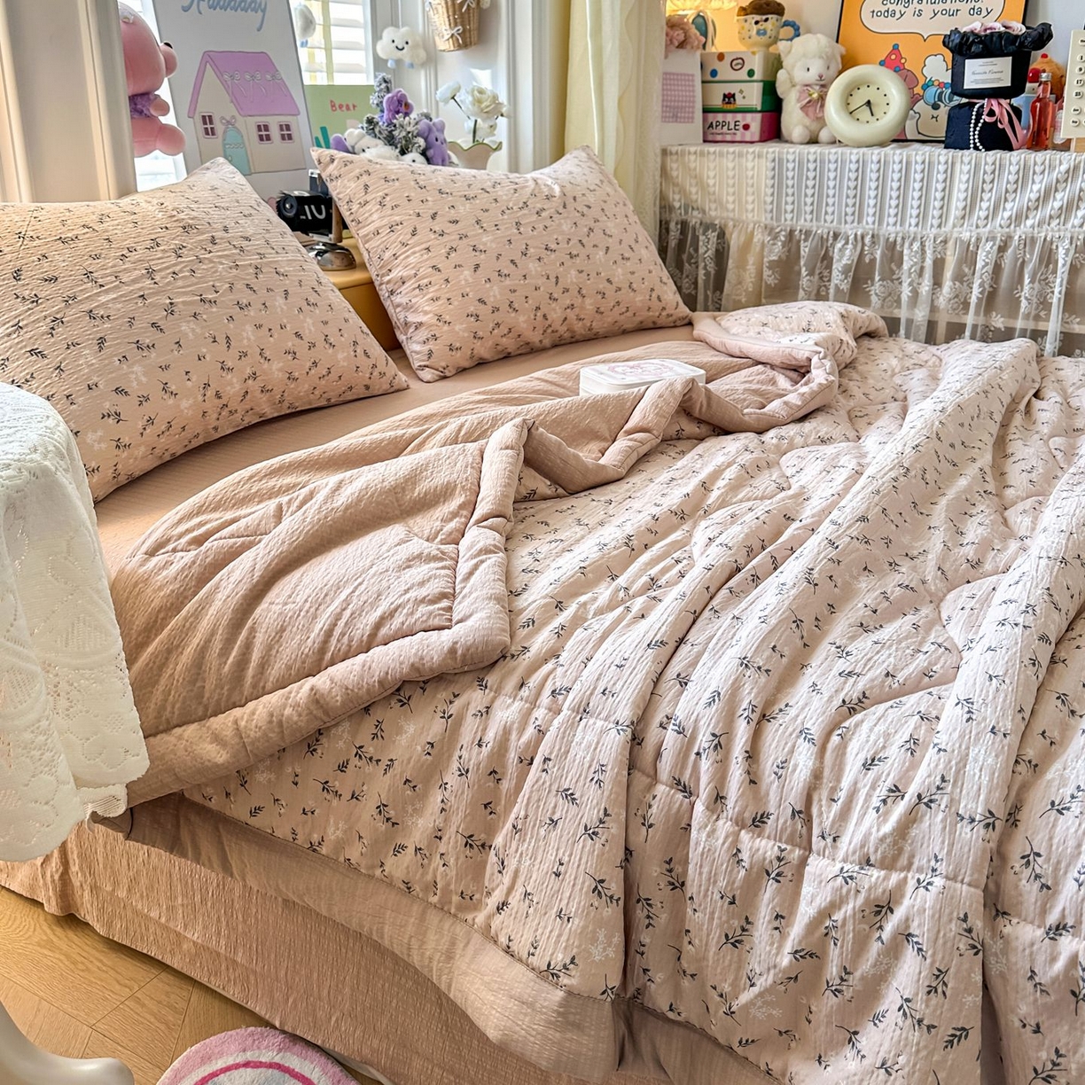 91家纺网 家纺一手货源 找家纺 卡斯诺家纺馆 2026新款皱皱棉双层纱夏被四件套下载文件包含买家秀 莫奈雅致