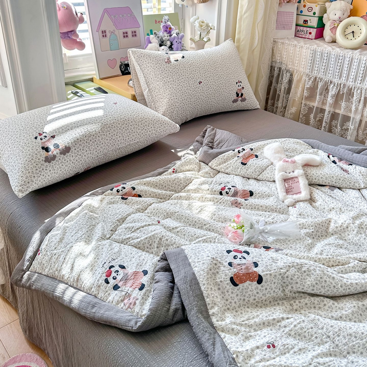 91家纺网 家纺一手货源 找家纺 卡斯诺家纺馆 2026新款皱皱棉双层纱夏被四件套下载文件包含买家秀 静谧时光