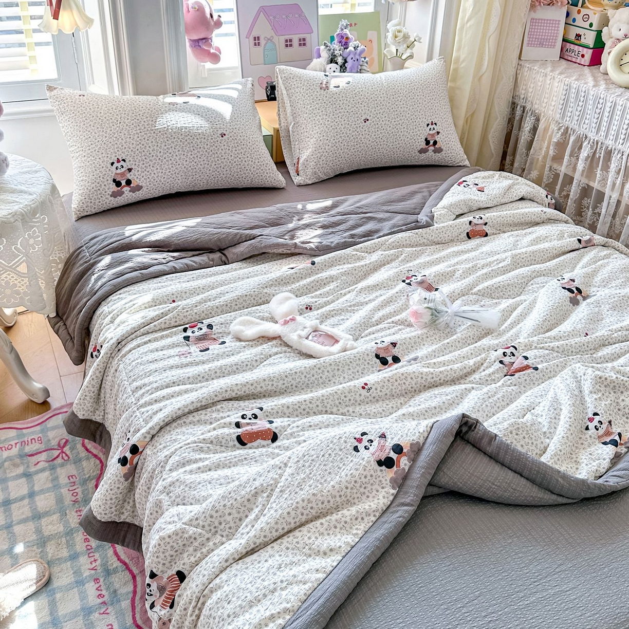 91家纺网 家纺一手货源 找家纺 卡斯诺家纺馆 2026新款皱皱棉双层纱夏被四件套下载文件包含买家秀 静谧时光