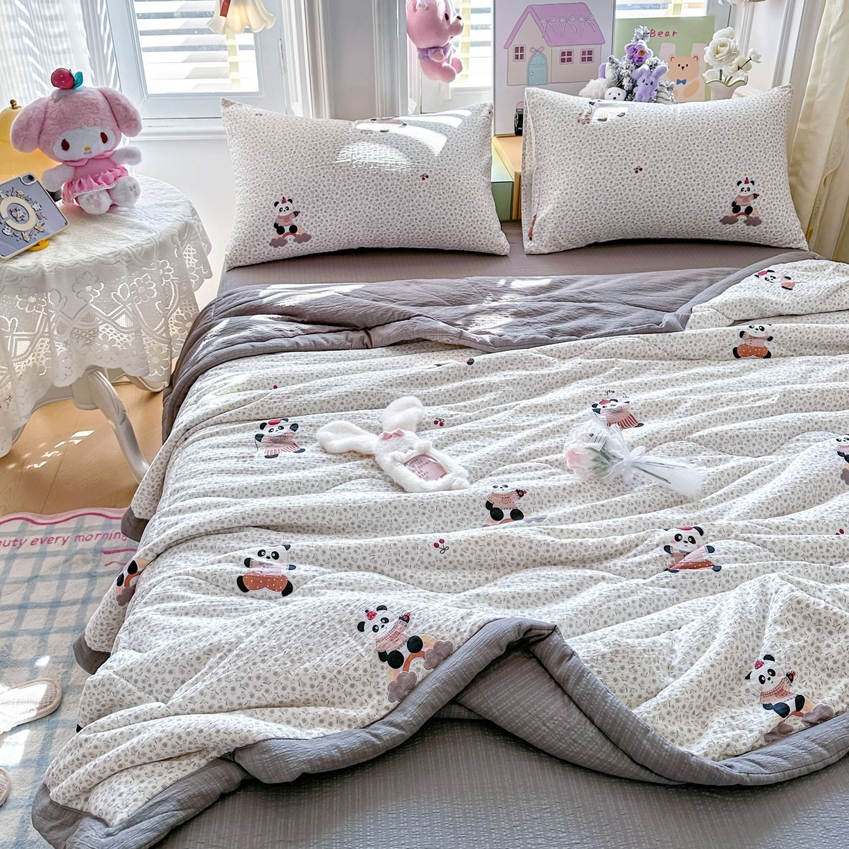 91家纺网 家纺一手货源 找家纺 卡斯诺家纺馆 2026新款皱皱棉双层纱夏被四件套下载文件包含买家秀 静谧时光