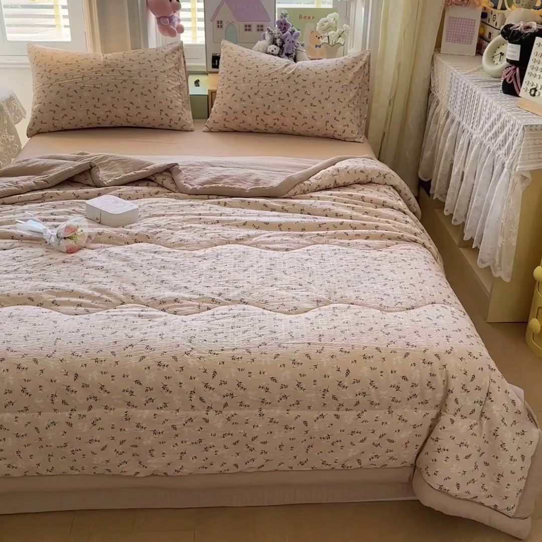 91家纺网 家纺一手货源 找家纺 卡斯诺家纺馆 2026新款皱皱棉双层纱夏被四件套下载文件包含买家秀 莫奈雅致