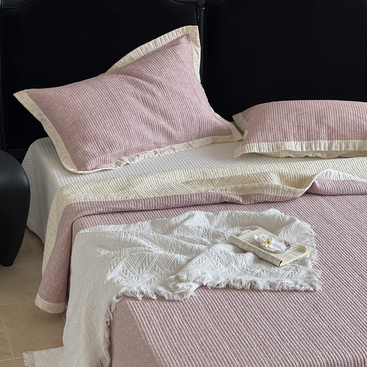 91家纺网 家纺一手货源 找家纺 （总）床盖工厂店 2026春夏新款双面100%全棉填充80棉花床盖三件套