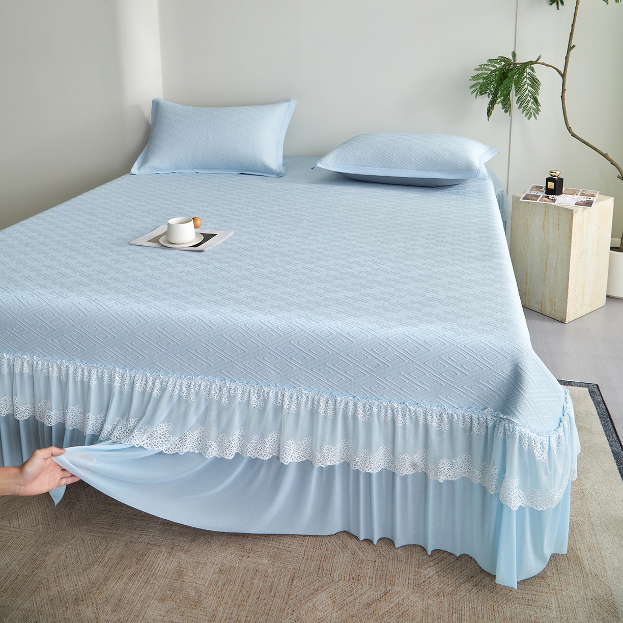 （总）瑞禾家纺 2026新款A类凉感豆豆床裙款凉席三件套-系列六