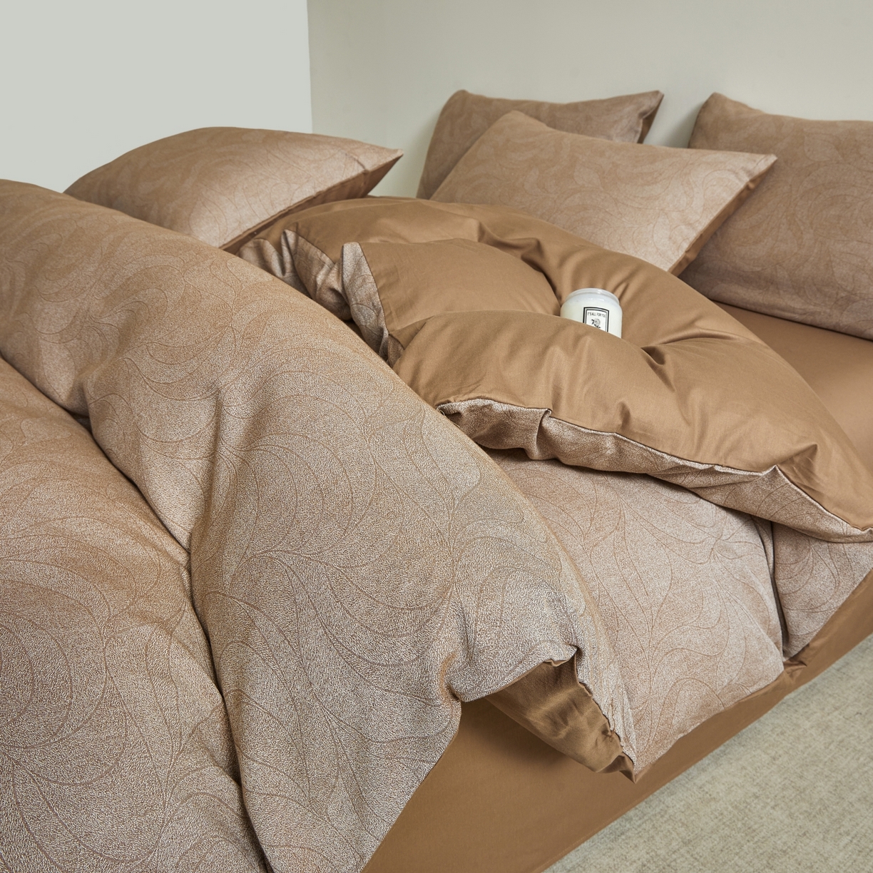 乐家毛巾被（工厂自产自销） 2026新款40s全棉纯棉色织提花四件套 晨间雾影