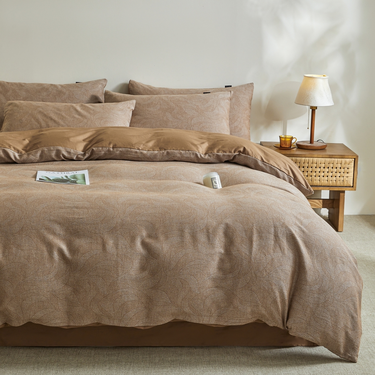 91家纺网 家纺一手货源 找家纺 乐家毛巾被（工厂自产自销） 2026新款40s全棉纯棉色织提花四件套 晨间雾影