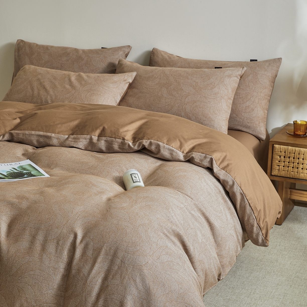 91家纺网 家纺一手货源 找家纺 乐家毛巾被（工厂自产自销） 2026新款40s全棉纯棉色织提花四件套 晨间雾影