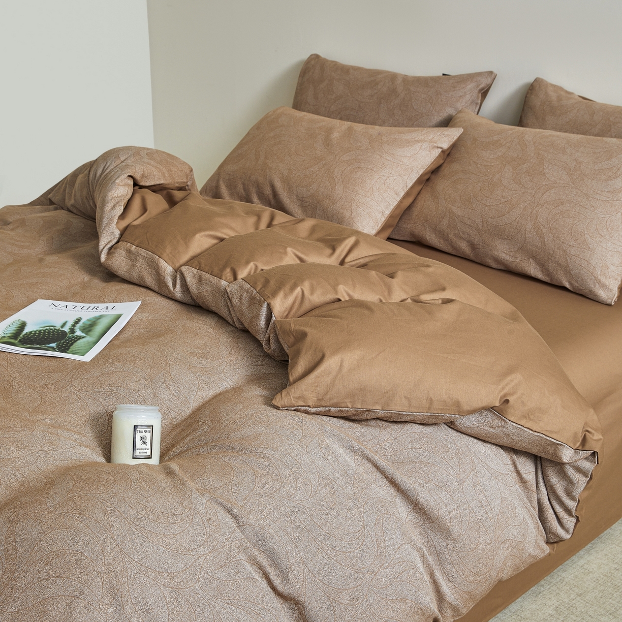 91家纺网 家纺一手货源 找家纺 乐家毛巾被（工厂自产自销） 2026新款40s全棉纯棉色织提花四件套 晨间雾影