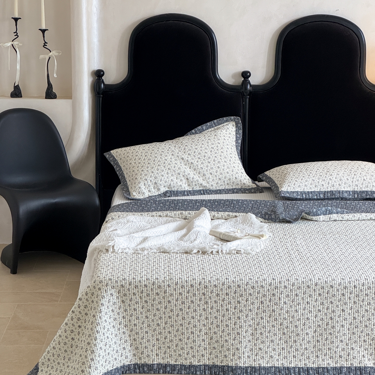 91家纺网 家纺一手货源 找家纺 床盖工厂店 2026春夏新款双面100%全棉填充80棉花床盖三件套 四月天