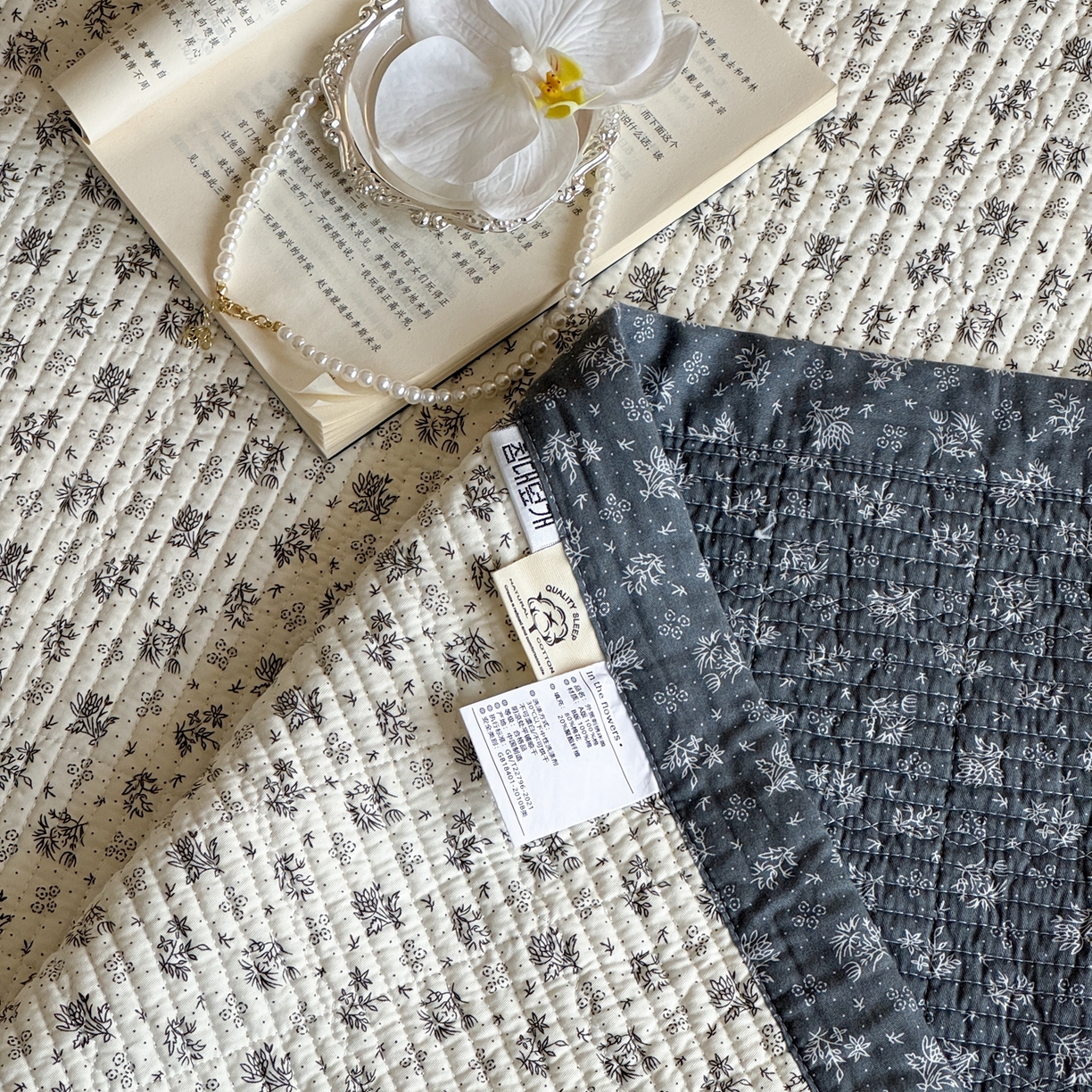 91家纺网 家纺一手货源 找家纺 床盖工厂店 2026春夏新款双面100%全棉填充80棉花床盖三件套 四月天