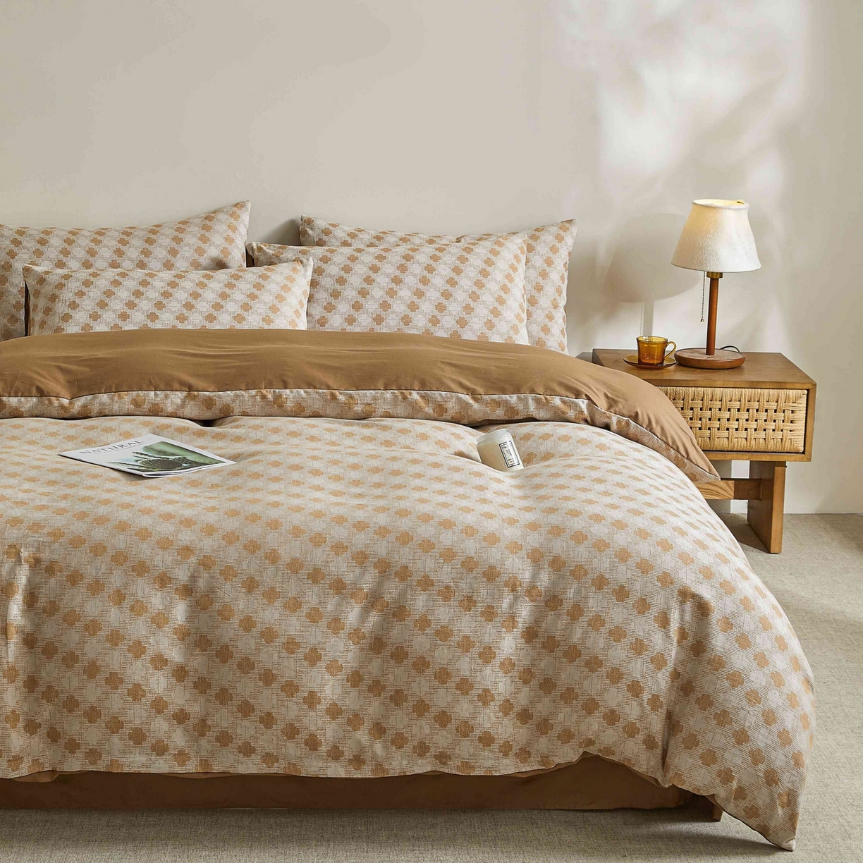 91家纺网 家纺一手货源 找家纺 乐家毛巾被（工厂自产自销） 2026新款40s全棉纯棉色织提花四件套 春韵花朝