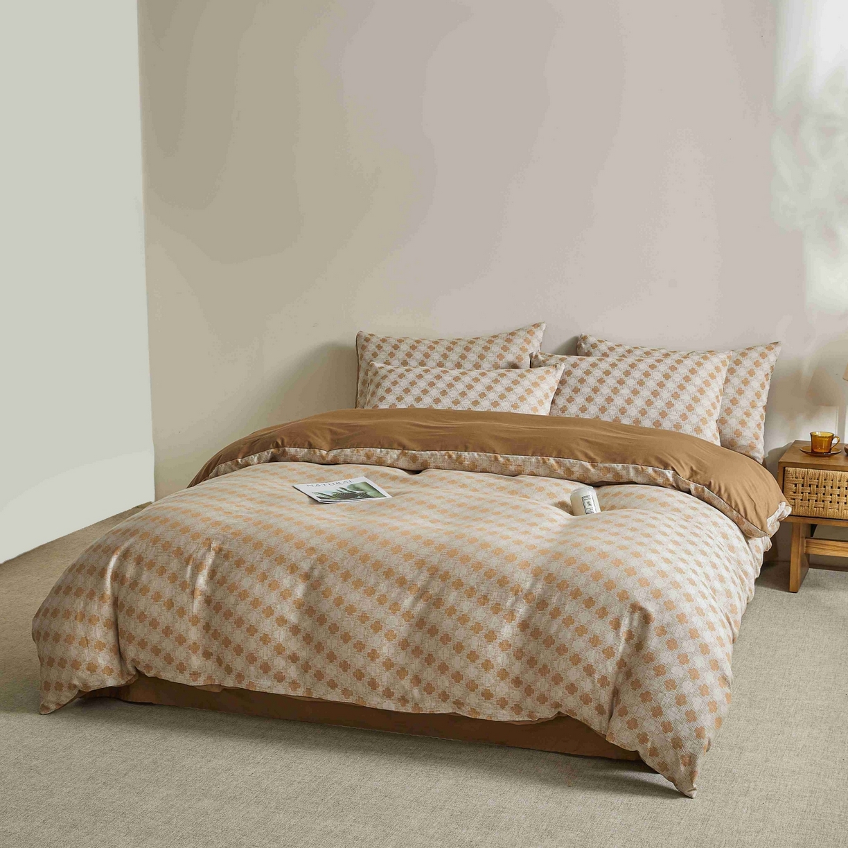 91家纺网 家纺一手货源 找家纺 乐家毛巾被（工厂自产自销） 2026新款40s全棉纯棉色织提花四件套 春韵花朝