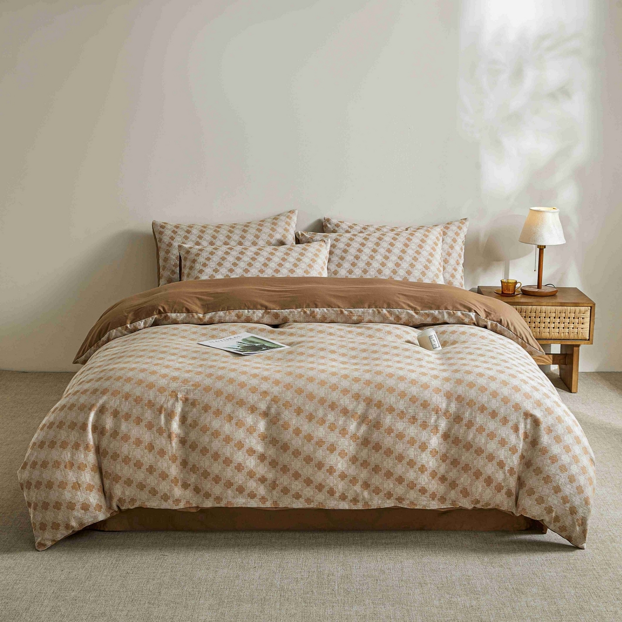 91家纺网 家纺一手货源 找家纺 乐家毛巾被（工厂自产自销） 2026新款40s全棉纯棉色织提花四件套 春韵花朝