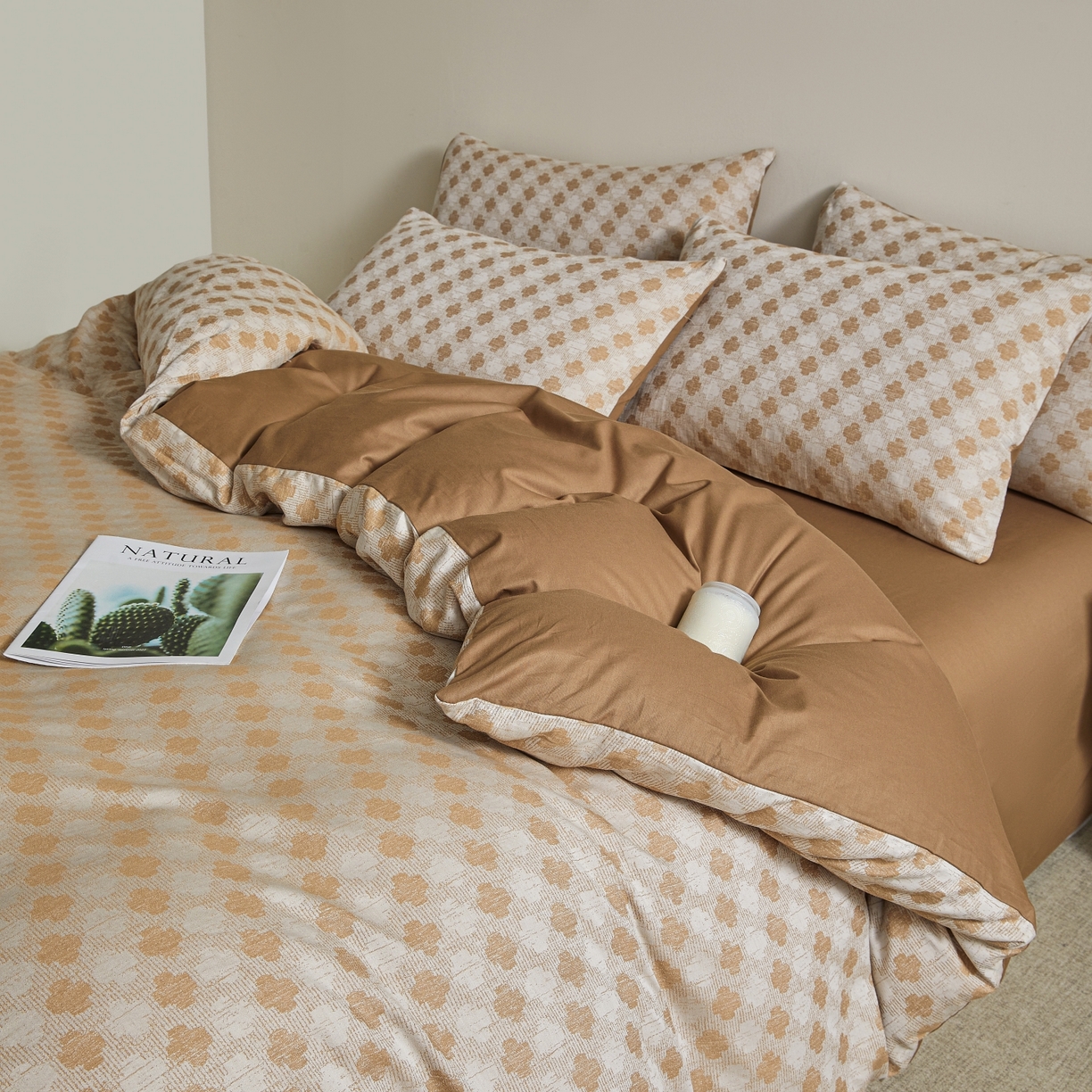 91家纺网 家纺一手货源 找家纺 乐家毛巾被（工厂自产自销） 2026新款40s全棉纯棉色织提花四件套 春韵花朝