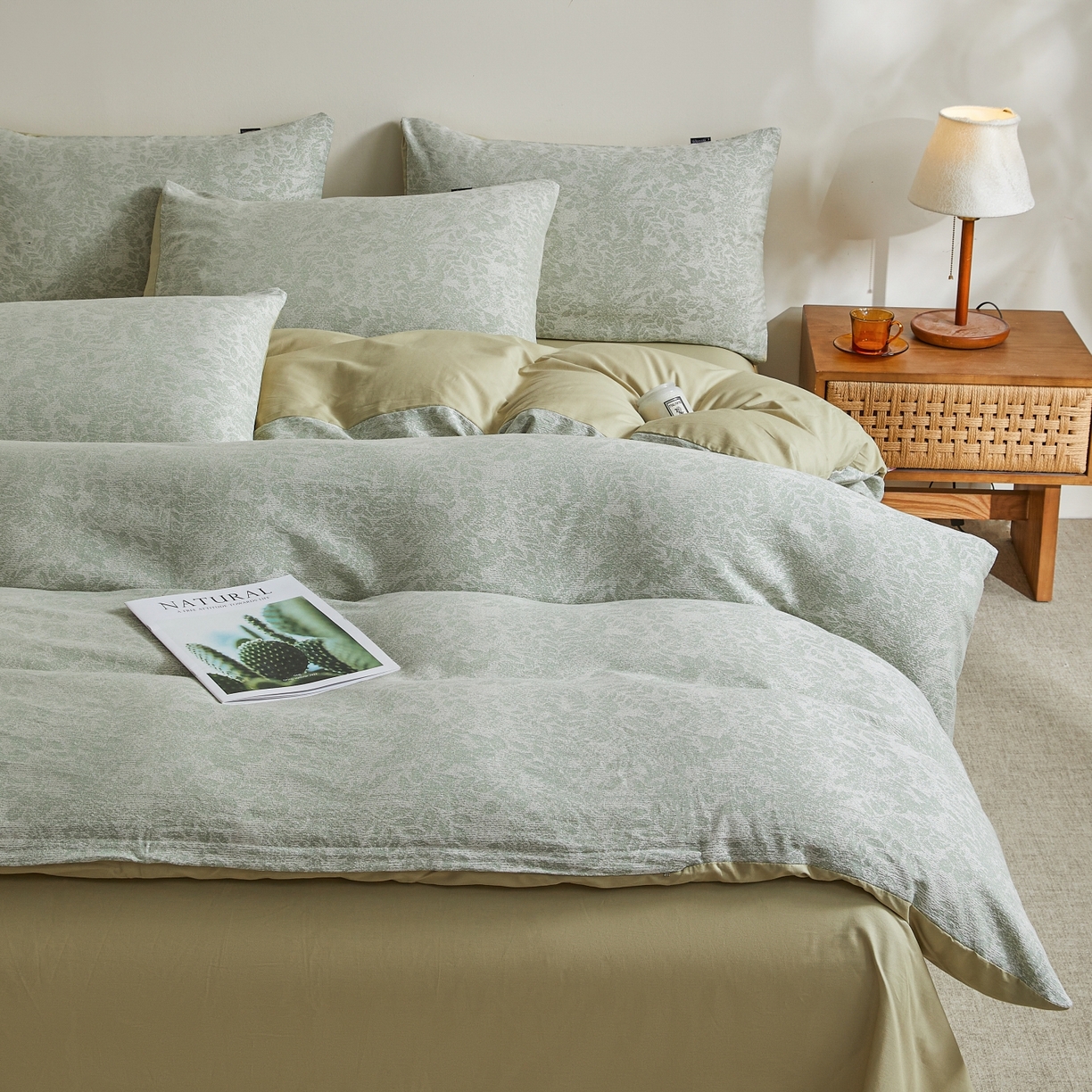 91家纺网 家纺一手货源 找家纺 乐家毛巾被（工厂自产自销） 2026新款40s全棉纯棉色织提花四件套 浮光掠影