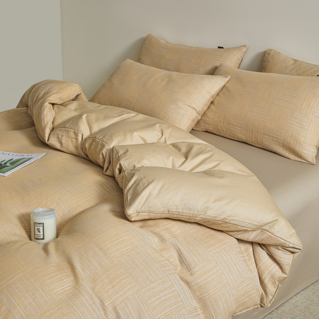 91家纺网 家纺一手货源 找家纺 乐家毛巾被（工厂自产自销） 2026新款40s全棉纯棉色织提花四件套 格物志