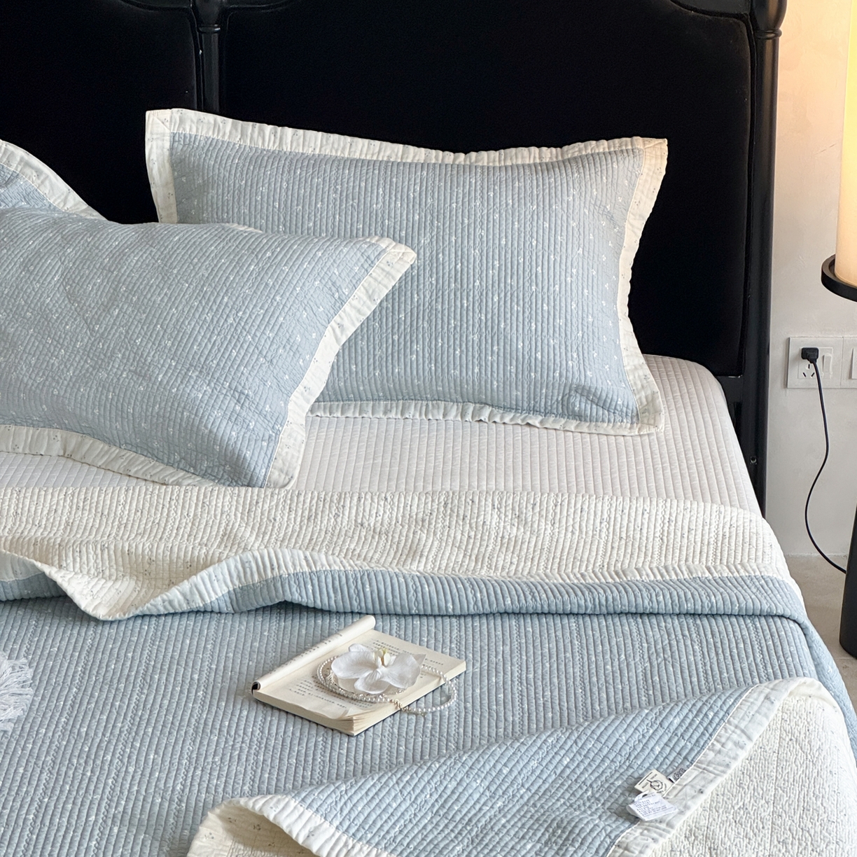 91家纺网 家纺一手货源 找家纺 床盖工厂店 2026春夏新款双面100%全棉填充80棉花床盖三件套 樱语兰