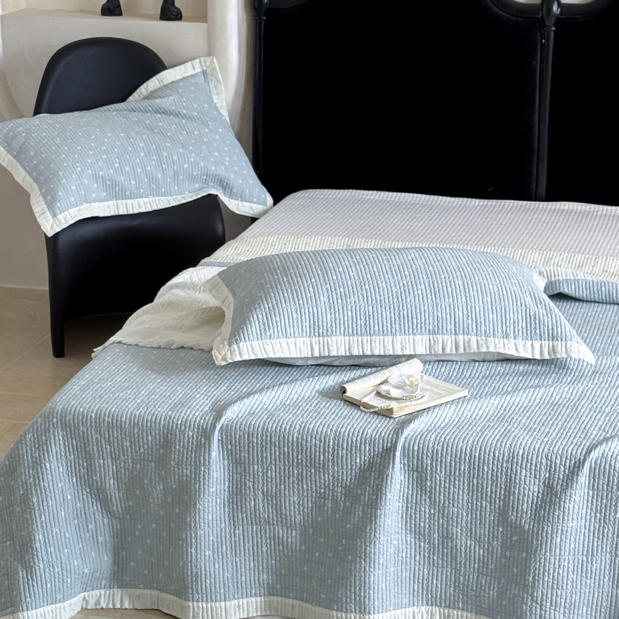 91家纺网 家纺一手货源 找家纺 床盖工厂店 2026春夏新款双面100%全棉填充80棉花床盖三件套 樱语兰