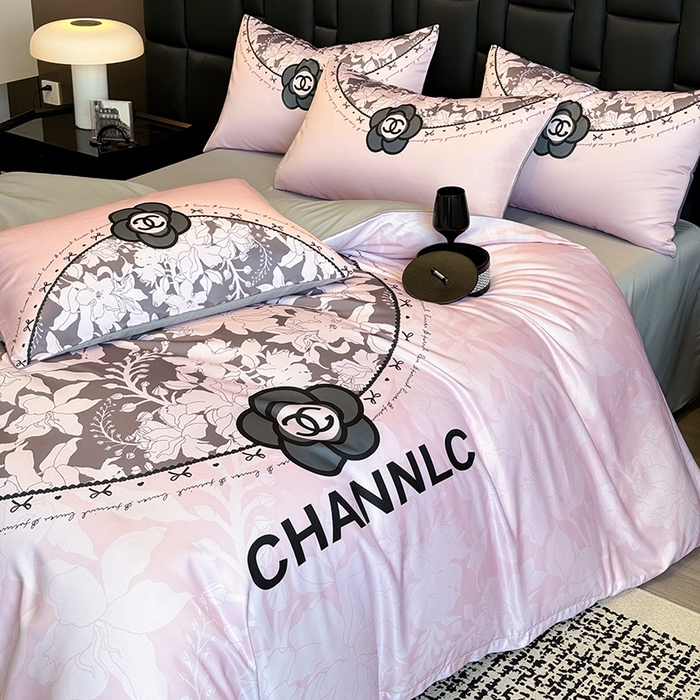 91家纺网 家纺一手货源 找家纺 奥汀洛家纺 2026新款轻奢数码印花冰丝四件套 香蜜