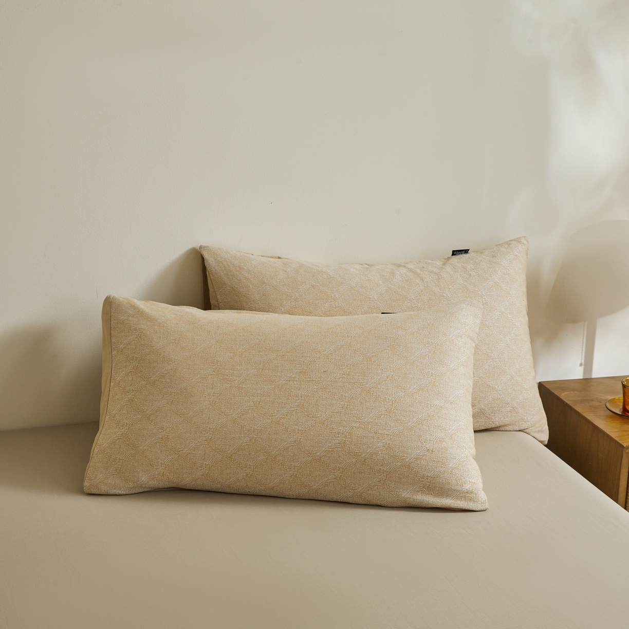 91家纺网 家纺一手货源 找家纺 乐家毛巾被（工厂自产自销） 2026新款40s全棉纯棉色织提花四件套 光阴-黄