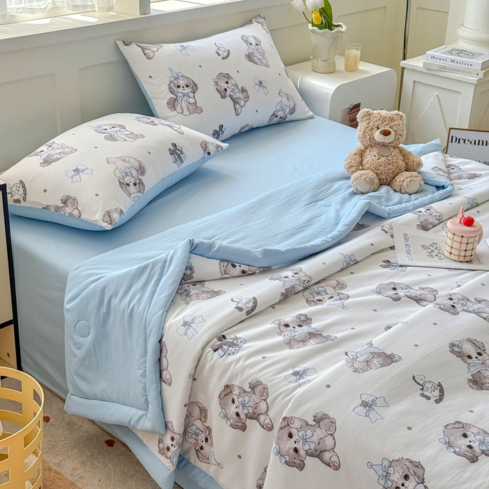 91家纺网 家纺一手货源 找家纺 （总）优卡迪家纺馆 2026春夏新款针织棉双层纱夏被夏凉被空调被四件套【下载文件夹包含买家秀】