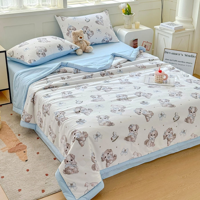 91家纺网 家纺一手货源 找家纺 （总）优卡迪家纺馆 2026春夏新款针织棉双层纱夏被夏凉被空调被四件套【下载文件夹包含买家秀】