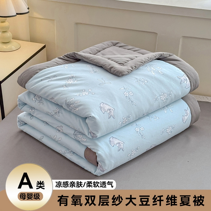 91家纺网 家纺一手货源 找家纺 （总）优卡迪家纺馆 2026春夏新款针织棉双层纱夏被夏凉被空调被四件套【下载文件夹包含买家秀】