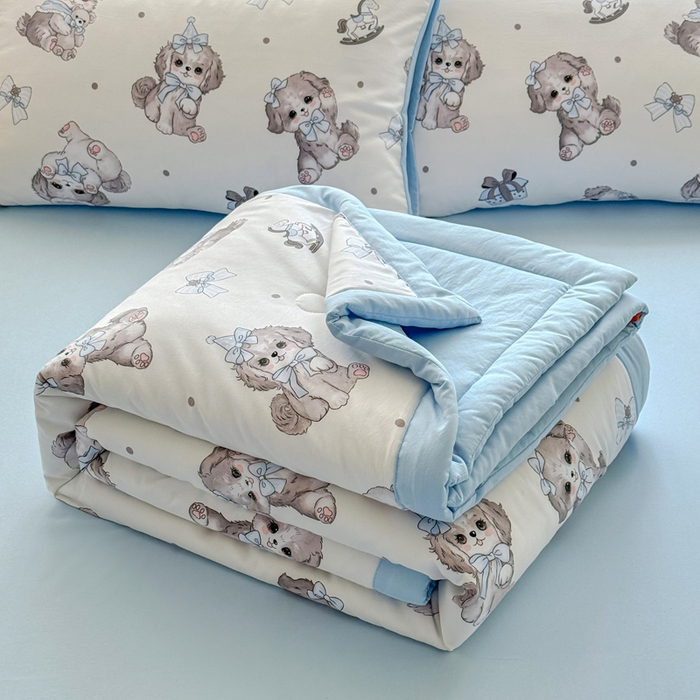 91家纺网 家纺一手货源 找家纺 优卡迪家纺馆 2026春夏新款针织棉双层纱夏被夏凉被空调被四件套【下载文件夹包含买家秀】 萌宠