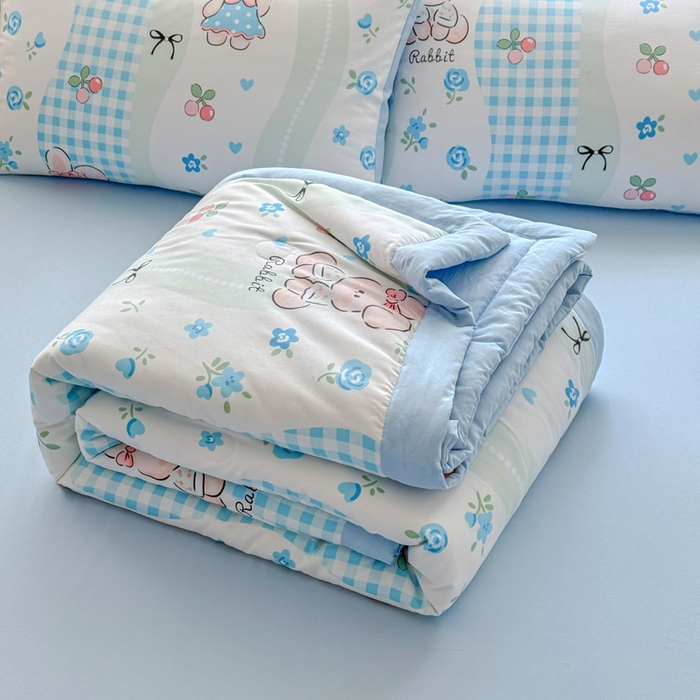 91家纺网 家纺一手货源 找家纺 优卡迪家纺馆 2026春夏新款针织棉双层纱夏被夏凉被空调被四件套【下载文件夹包含买家秀】 兰亭