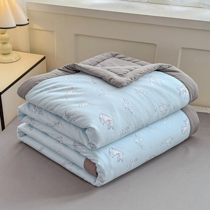 91家纺网 家纺一手货源 找家纺 优卡迪家纺馆 2026春夏新款针织棉双层纱夏被夏凉被空调被四件套【下载文件夹包含买家秀】 知秋