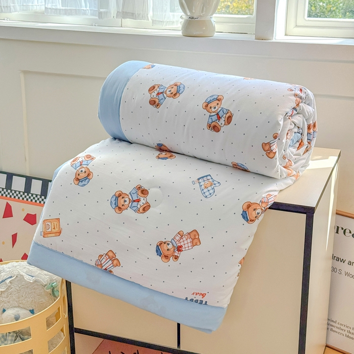 91家纺网 家纺一手货源 找家纺 优卡迪家纺馆 2026春夏新款针织棉双层纱夏被夏凉被空调被四件套【下载文件夹包含买家秀】 童真