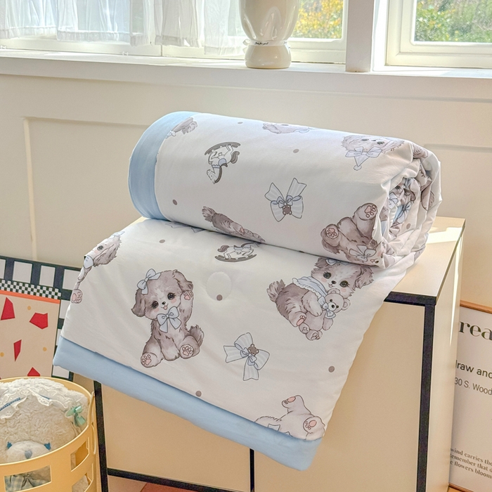 91家纺网 家纺一手货源 找家纺 优卡迪家纺馆 2026春夏新款针织棉双层纱夏被夏凉被空调被四件套【下载文件夹包含买家秀】 萌宠