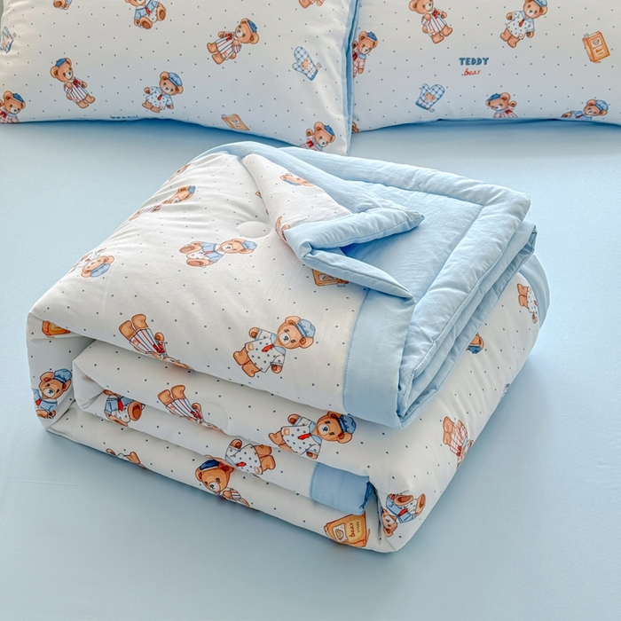 91家纺网 家纺一手货源 找家纺 优卡迪家纺馆 2026春夏新款针织棉双层纱夏被夏凉被空调被四件套【下载文件夹包含买家秀】 童真