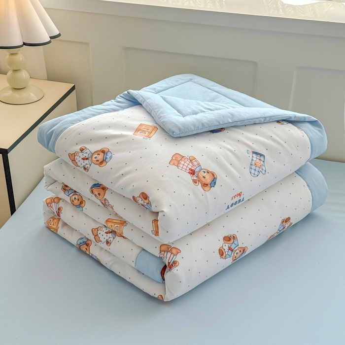 91家纺网 家纺一手货源 找家纺 优卡迪家纺馆 2026春夏新款针织棉双层纱夏被夏凉被空调被四件套【下载文件夹包含买家秀】 童真