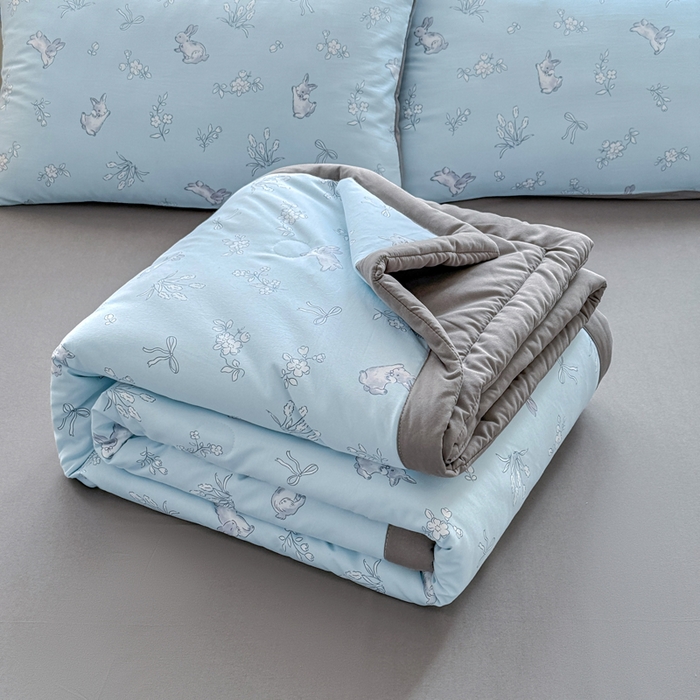 91家纺网 家纺一手货源 找家纺 优卡迪家纺馆 2026春夏新款针织棉双层纱夏被夏凉被空调被四件套【下载文件夹包含买家秀】 知秋