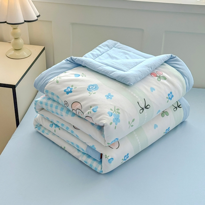 91家纺网 家纺一手货源 找家纺 优卡迪家纺馆 2026春夏新款针织棉双层纱夏被夏凉被空调被四件套【下载文件夹包含买家秀】 兰亭