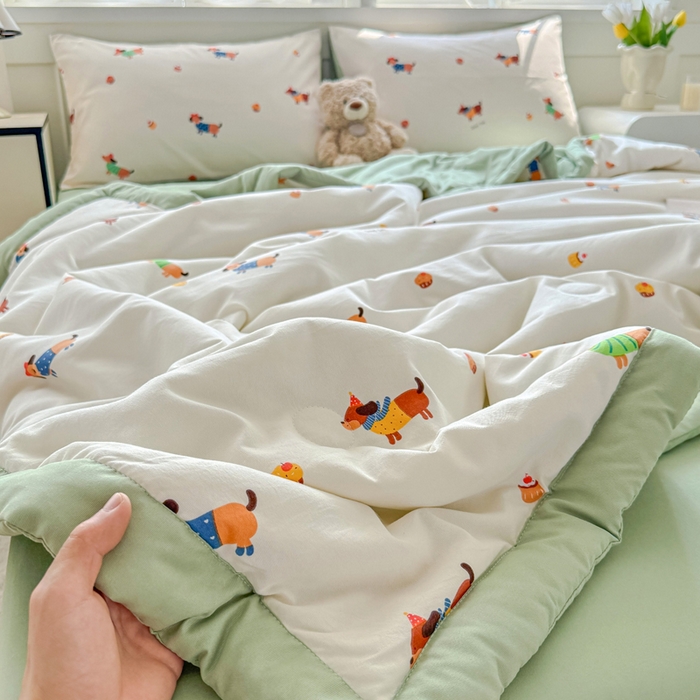 91家纺网 家纺一手货源 找家纺 优卡迪家纺馆 2026春夏新款针织棉双层纱夏被夏凉被空调被四件套【下载文件夹包含买家秀】 守望