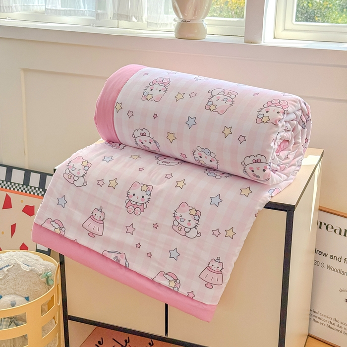 91家纺网 家纺一手货源 找家纺 优卡迪家纺馆 2026春夏新款针织棉双层纱夏被夏凉被空调被四件套【下载文件夹包含买家秀】 知音