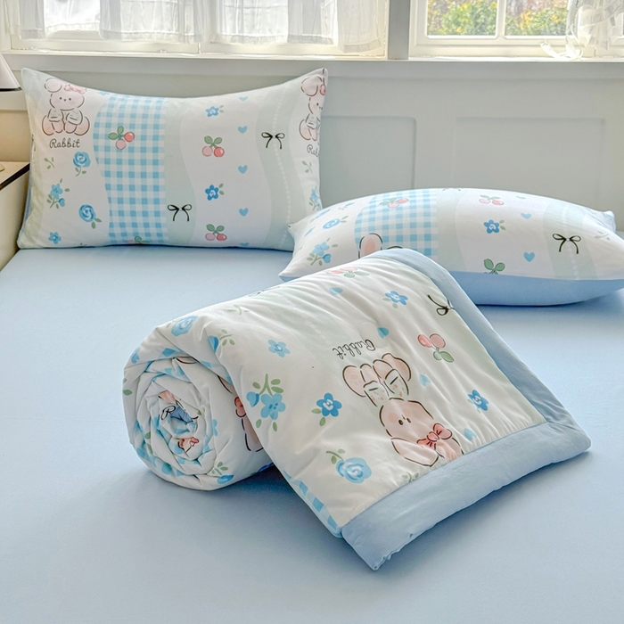 91家纺网 家纺一手货源 找家纺 优卡迪家纺馆 2026春夏新款针织棉双层纱夏被夏凉被空调被四件套【下载文件夹包含买家秀】 兰亭