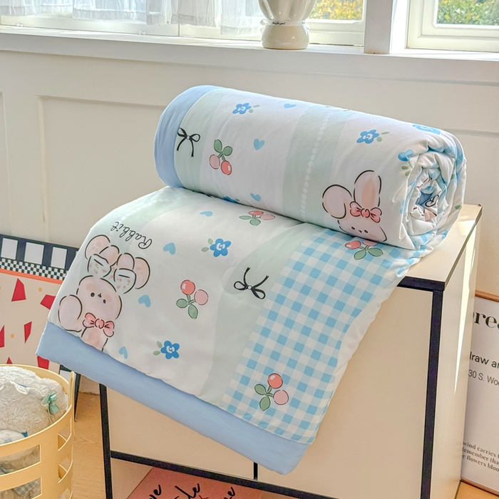 91家纺网 家纺一手货源 找家纺 优卡迪家纺馆 2026春夏新款针织棉双层纱夏被夏凉被空调被四件套【下载文件夹包含买家秀】 兰亭