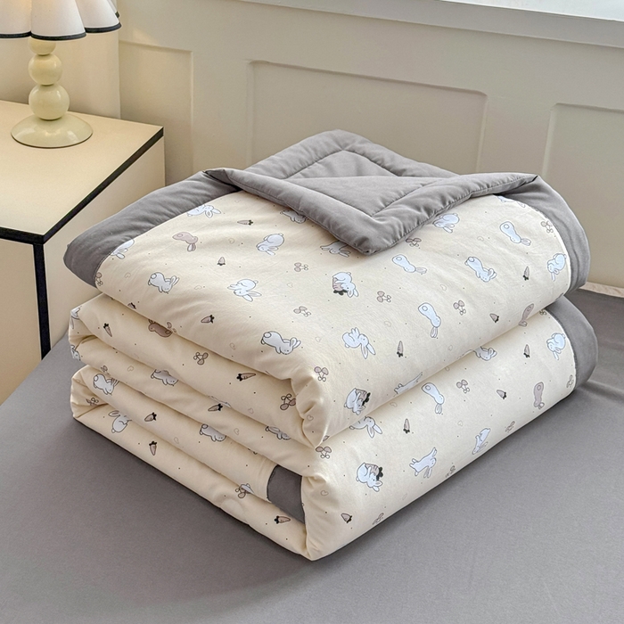 91家纺网 家纺一手货源 找家纺 优卡迪家纺馆 2026春夏新款针织棉双层纱夏被夏凉被空调被四件套【下载文件夹包含买家秀】 灵动