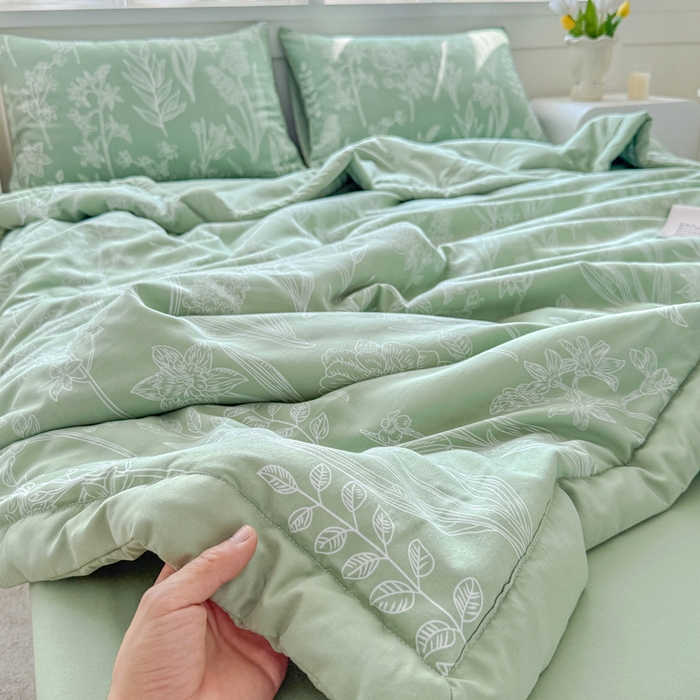 91家纺网 家纺一手货源 找家纺 优卡迪家纺馆 2026春夏新款针织棉双层纱夏被夏凉被空调被四件套【下载文件夹包含买家秀】 森恋