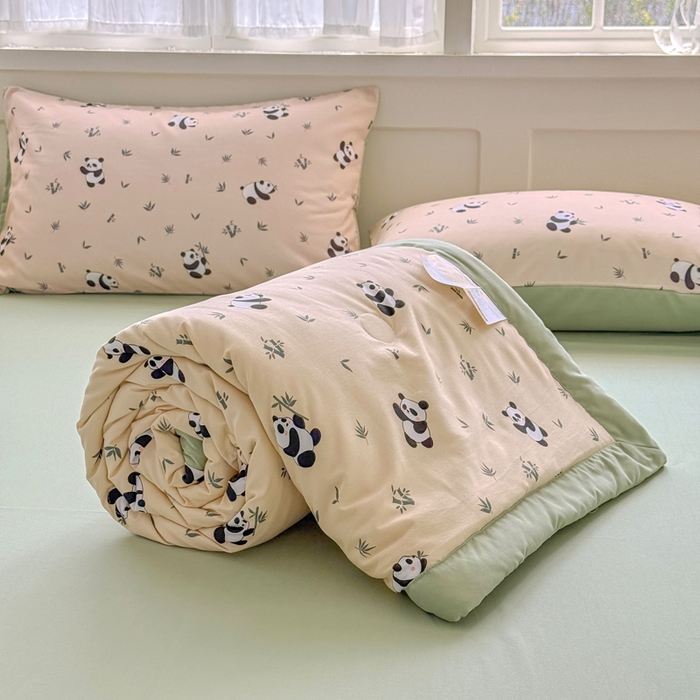 91家纺网 家纺一手货源 找家纺 优卡迪家纺馆 2026春夏新款针织棉双层纱夏被夏凉被空调被四件套【下载文件夹包含买家秀】 呢喃