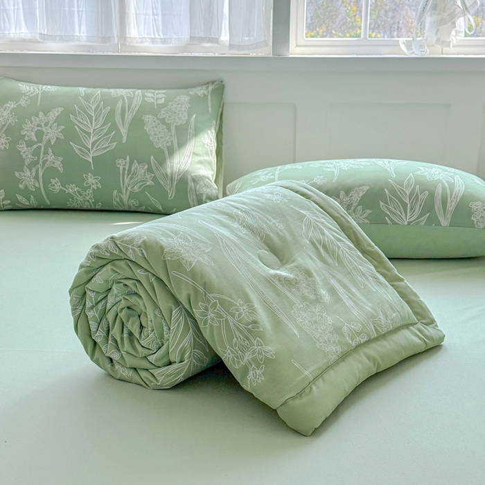 91家纺网 家纺一手货源 找家纺 优卡迪家纺馆 2026春夏新款针织棉双层纱夏被夏凉被空调被四件套【下载文件夹包含买家秀】 森恋